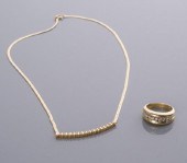 14KT GOLD DIAMOND RING & NECKL