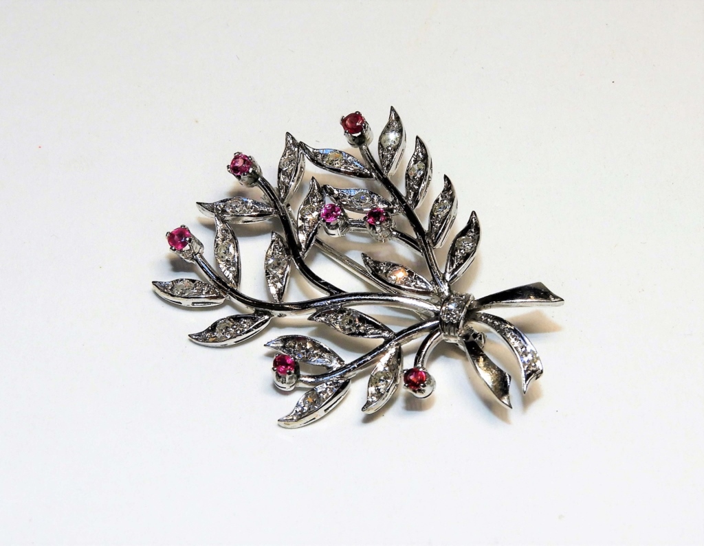 14KT GOLD DIAMOND RUBY BOTANICAL