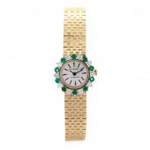 14KT GOLD, EMERALD, AND DIAMON