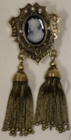 14KT GOLD ETRUSCAN STONE CARVED