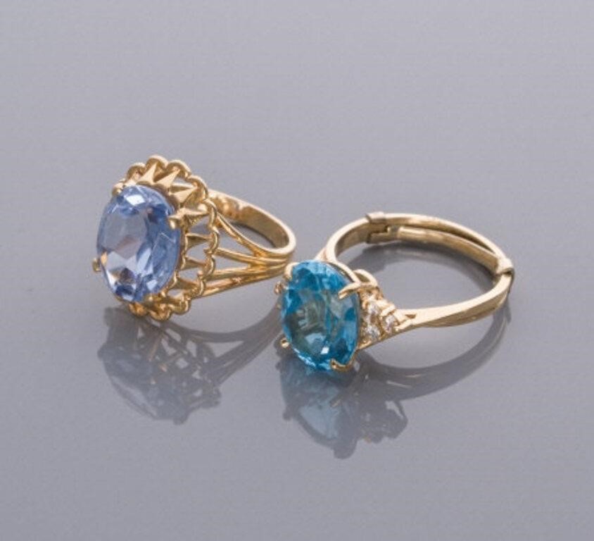 14KT GOLD TOPAZ RING & 14KT GOLD