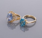 14KT GOLD TOPAZ RING & 14KT GO