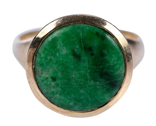 14KT. JADE DISC RINGone flat