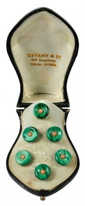 14KT. MALACHITE STUD SETsix sh