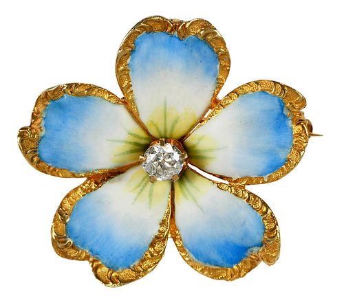 14KT. PANSY BROOCHand pendant,