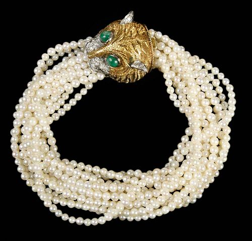 14KT. PEARL AND GEMSTONE