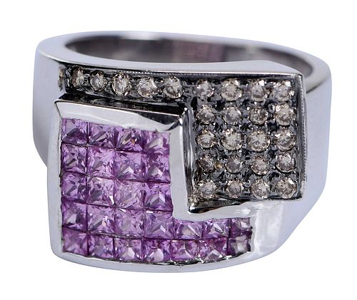 14KT. PINK SAPPHIRE AND CHAMPAGNE