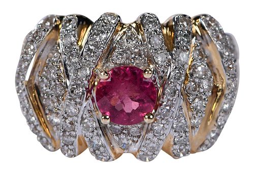 14KT. PINK TOURMALINE AND DIAMOND