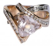 14KT. TRILLION CUT KUNZITE AND