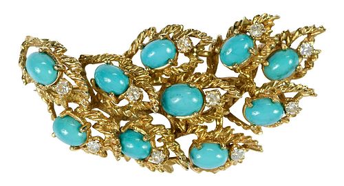14KT. TURQUOISE AND DIAMOND