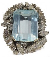 14KT WG, 12.50CT AQUAMARINE &