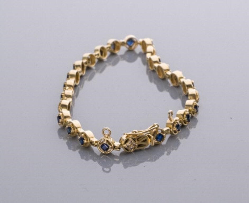 14KT YELLOW GOLD DIAMOND SAPPHIRE