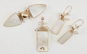 14KT YELLOW GOLD, PEARL AND MO
