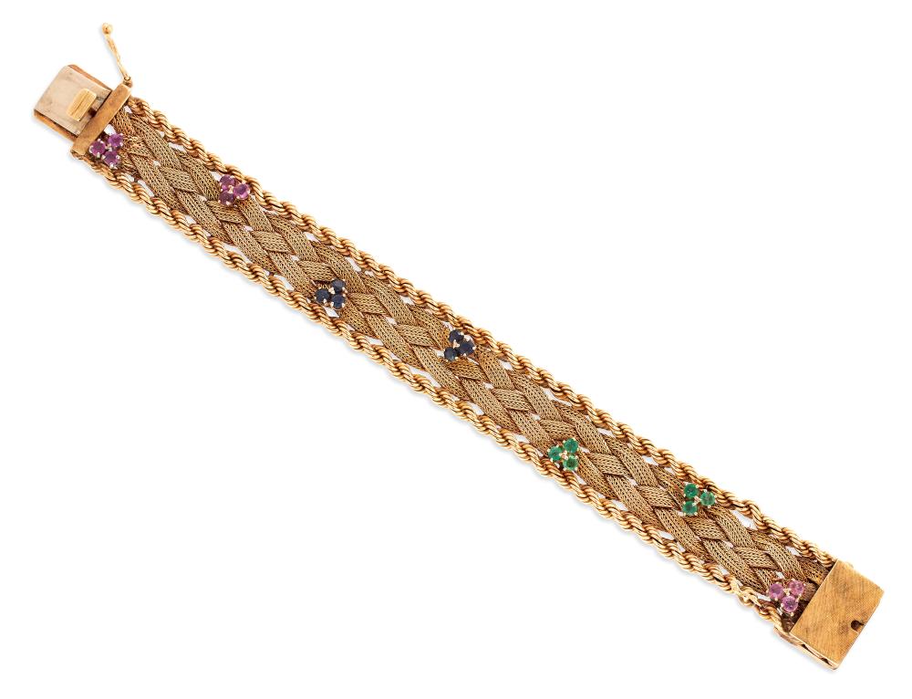 14KT YELLOW GOLD, RUBY, SAPPHIRE