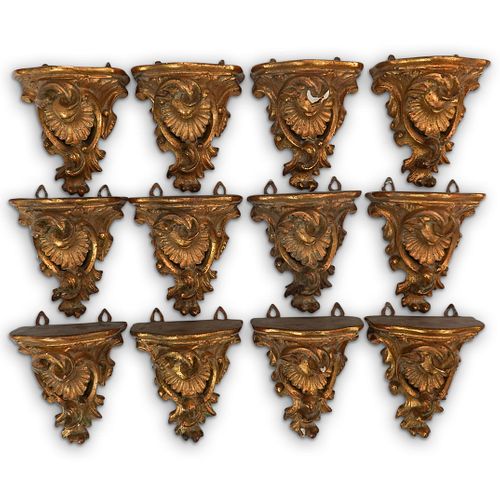 (14PC) ANTIQUE ROCOCO GILT