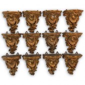 (14PC) ANTIQUE ROCOCO GILT BRA