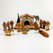 14PC VINTAGE HANDMADE NATIVITY