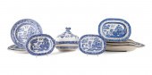 14PCS ENGLISH BLUE WILLOW SERV