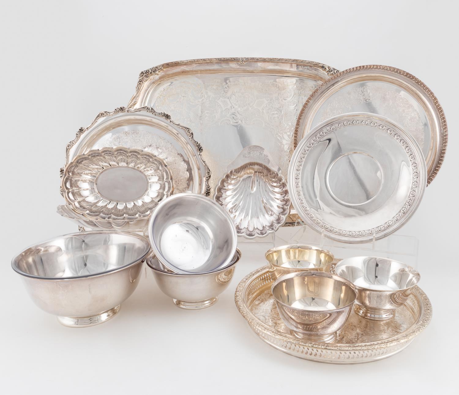14PCS, SILVERPLATE HOLLOWARE: