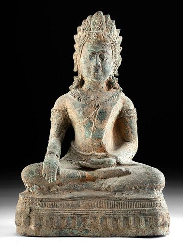 14TH C. THAI LEADED BRASS SEATED