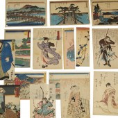 (15) ANTIQUE JAPANESE WOODBLOC