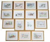 (15) Framed watercolors, Willi