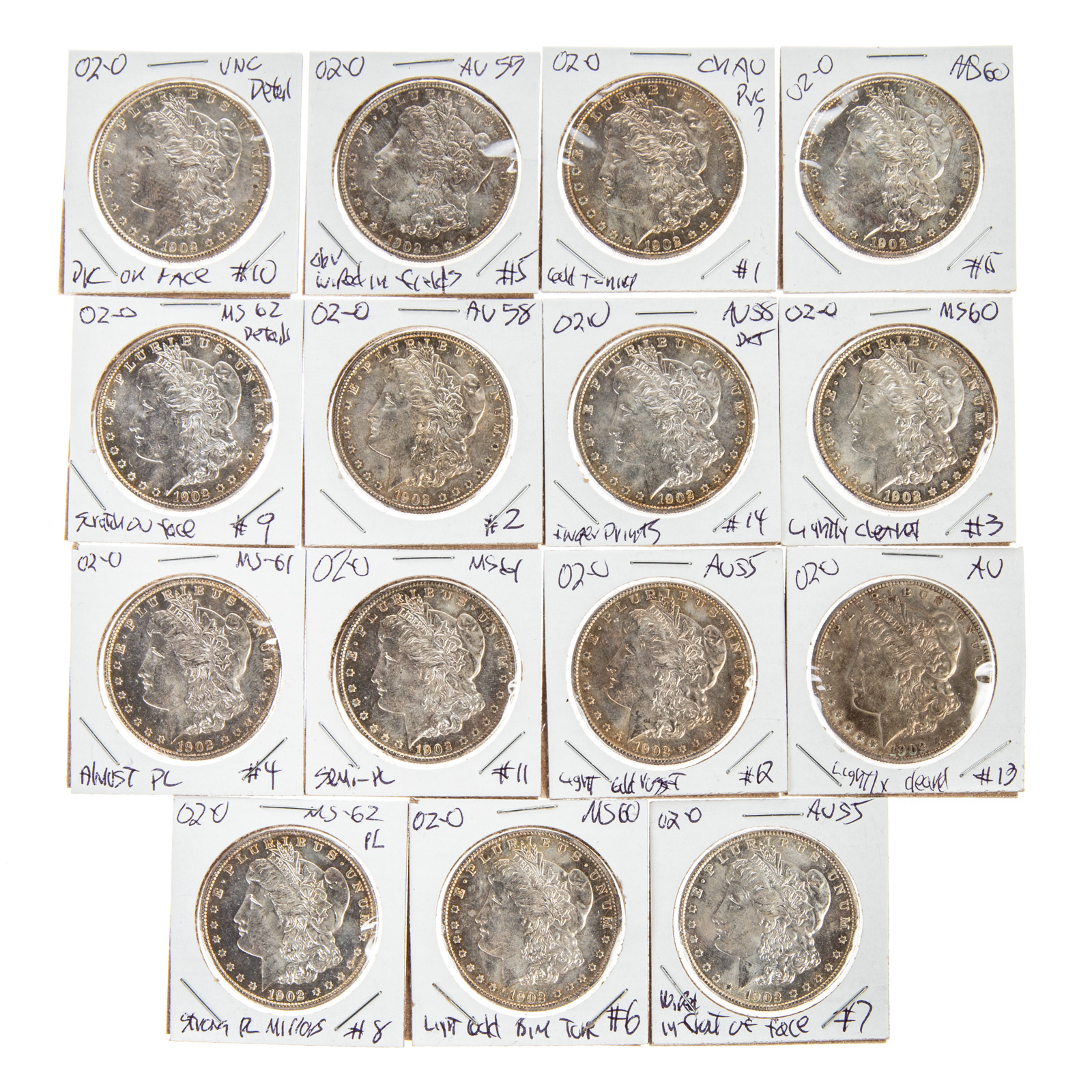 15 HIGH GRADE 1902-O MORGAN DOLLARS