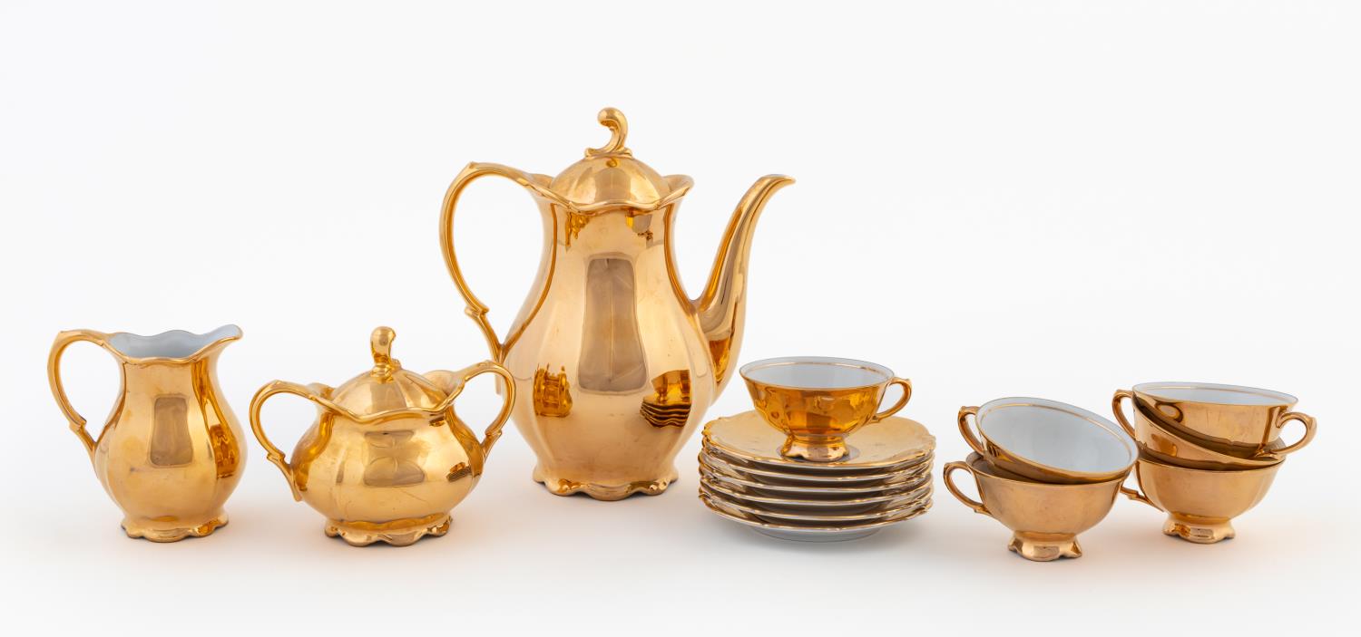 15 PC RUDOLPH WACHTER GILT COFFEE
