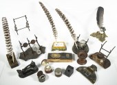 (15 PCS) EARLY INKWELLS & DESK