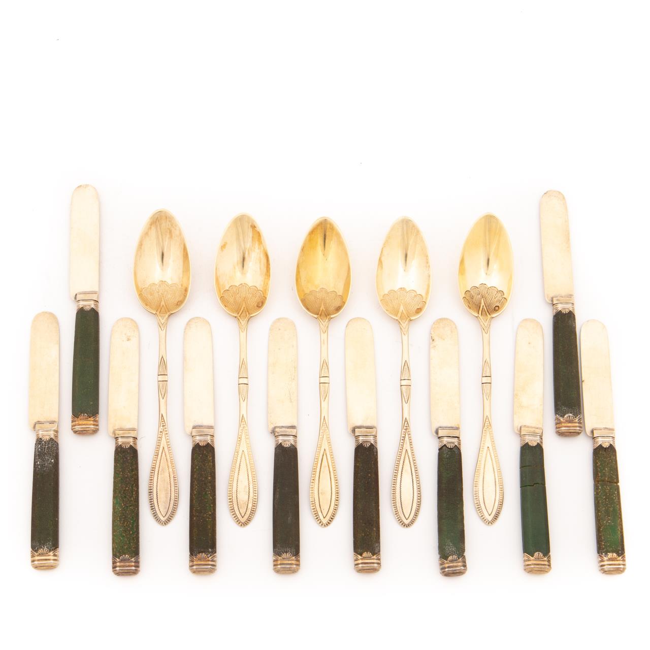 15 PCS, FRENCH VERMEIL SPOONS AND