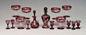 15 pieces Bohemian glass, red