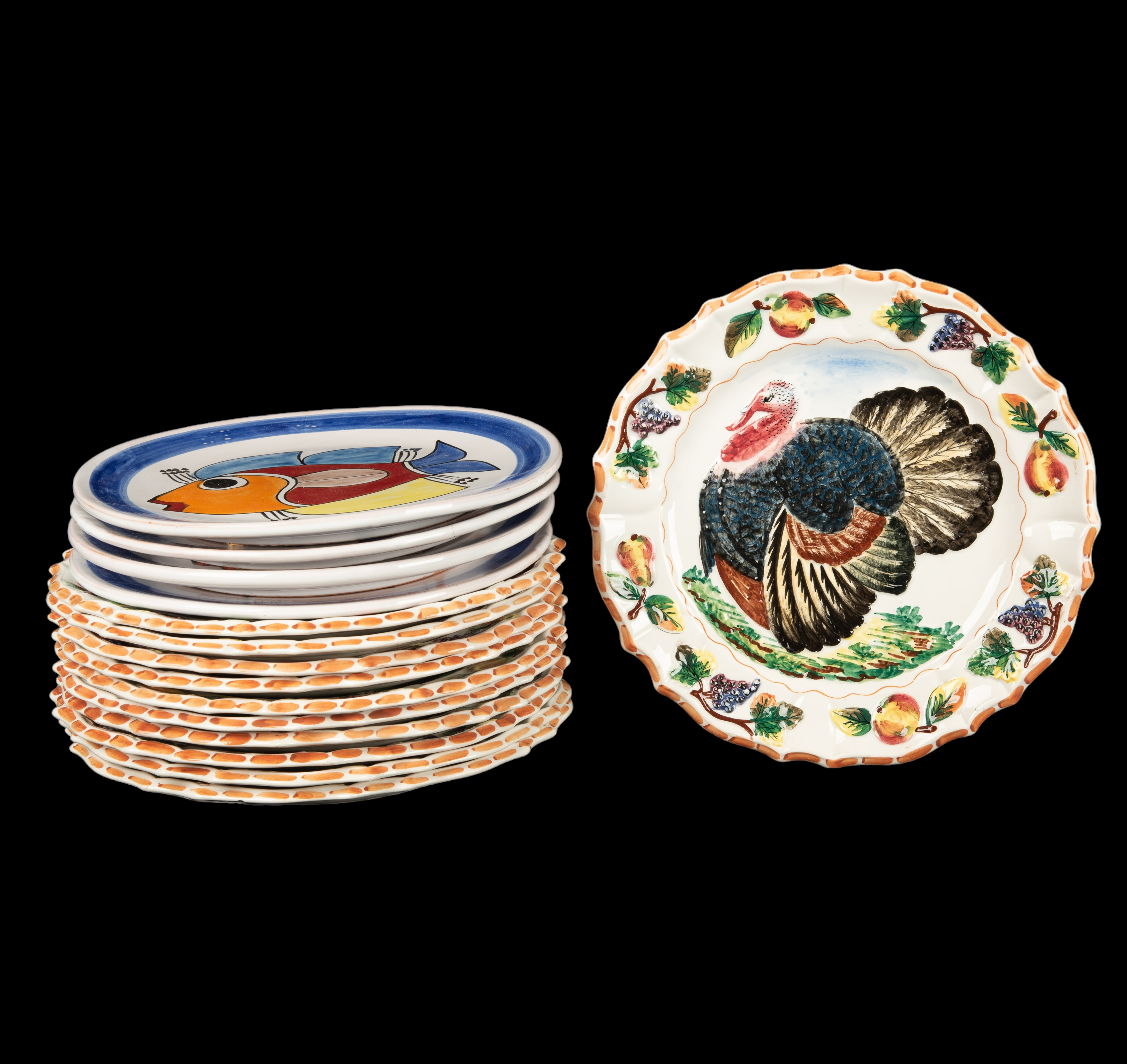 (15) Porcelain novelty dinner
