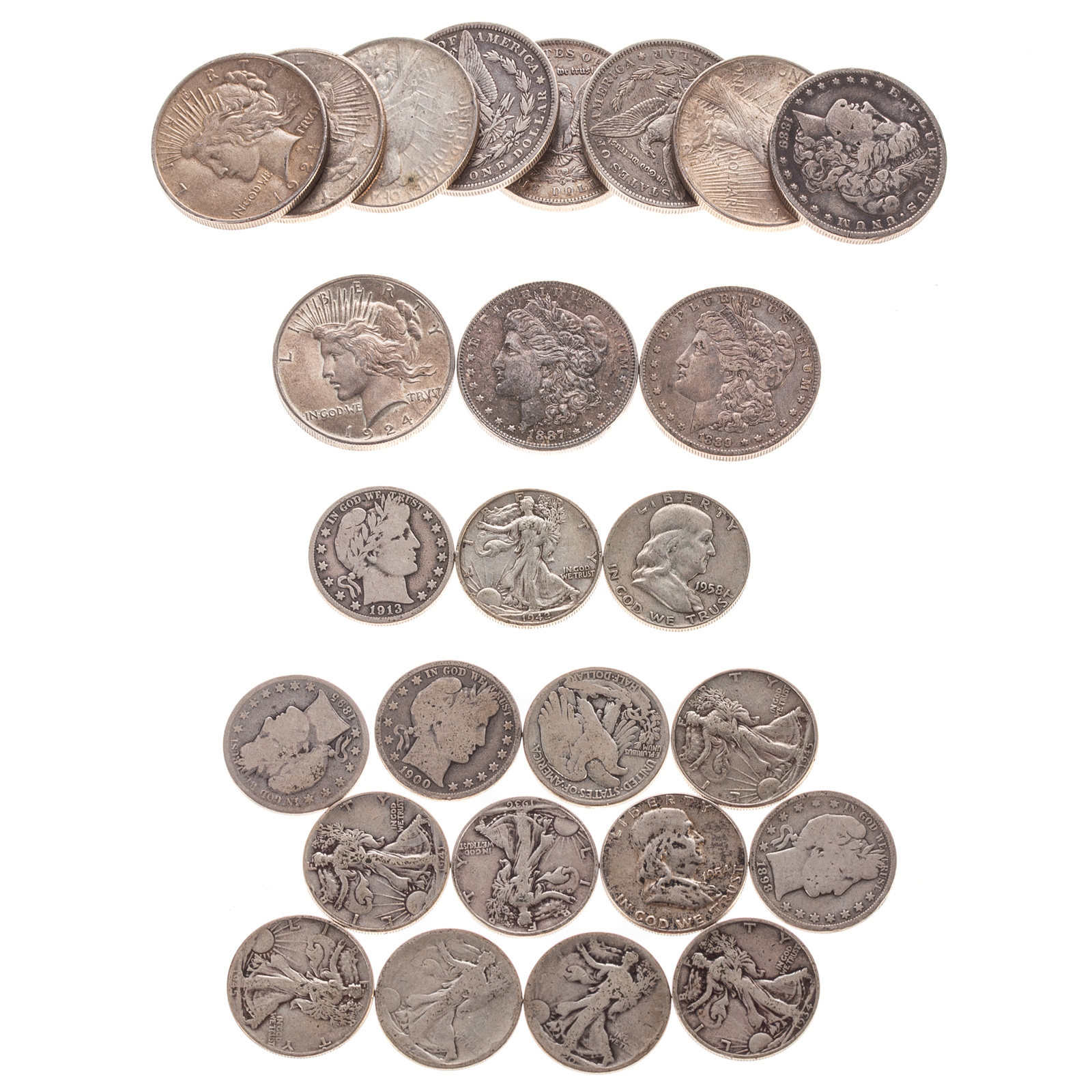 15 SILVER HALVES & 11 SILVER