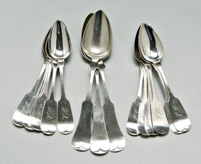 15 silver spoons: twelve coin