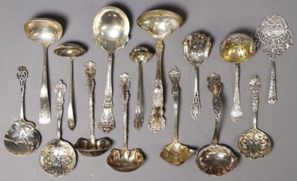 (15) STERLING FLATWARE, LADLES, BON