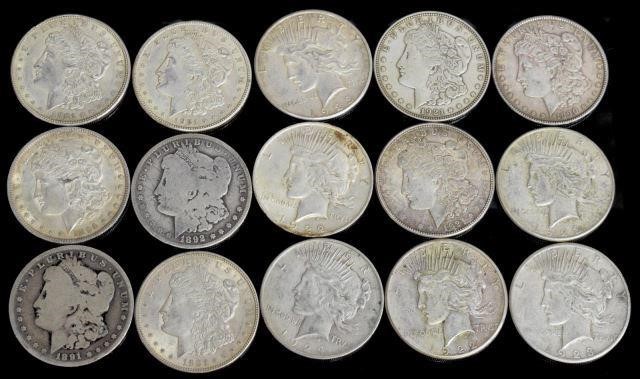 (15) U.S. MORGAN & PEACE SILVER