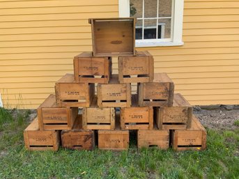 15 vintage fruit crates with