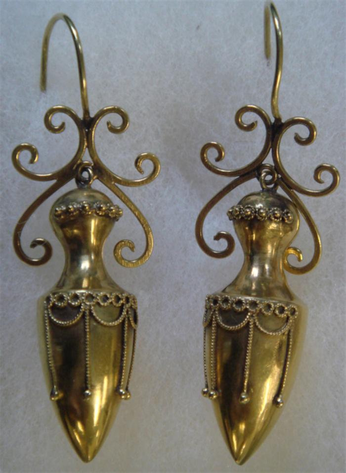 15K yg Etruscan Drop Earrings.