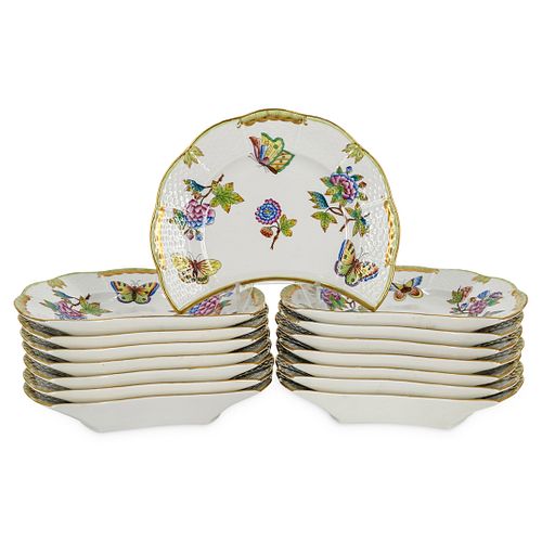 (15PC) HEREND PORCELAIN "QUEEN