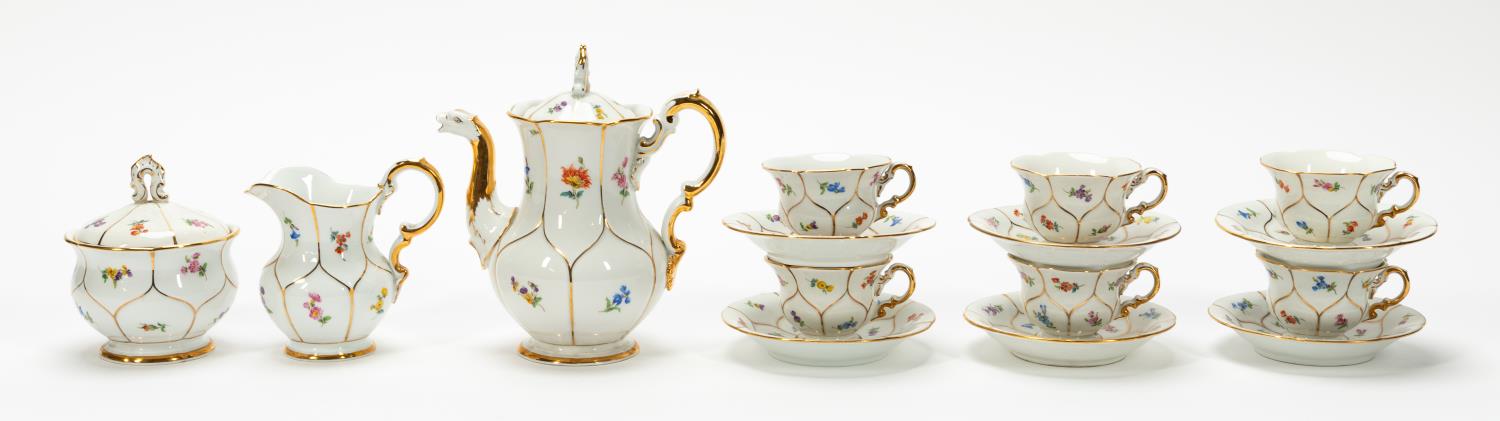 15PC MEISSEN FLORAL DEMITASSE