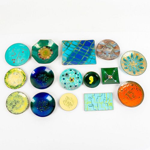 15PC VINTAGE ENAMELED COPPER