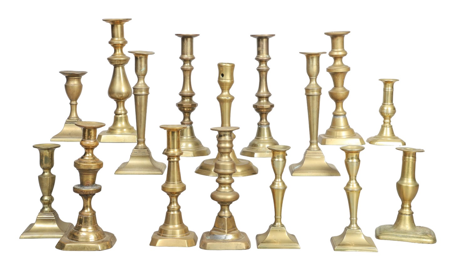 (16) 18th and 19th c brass