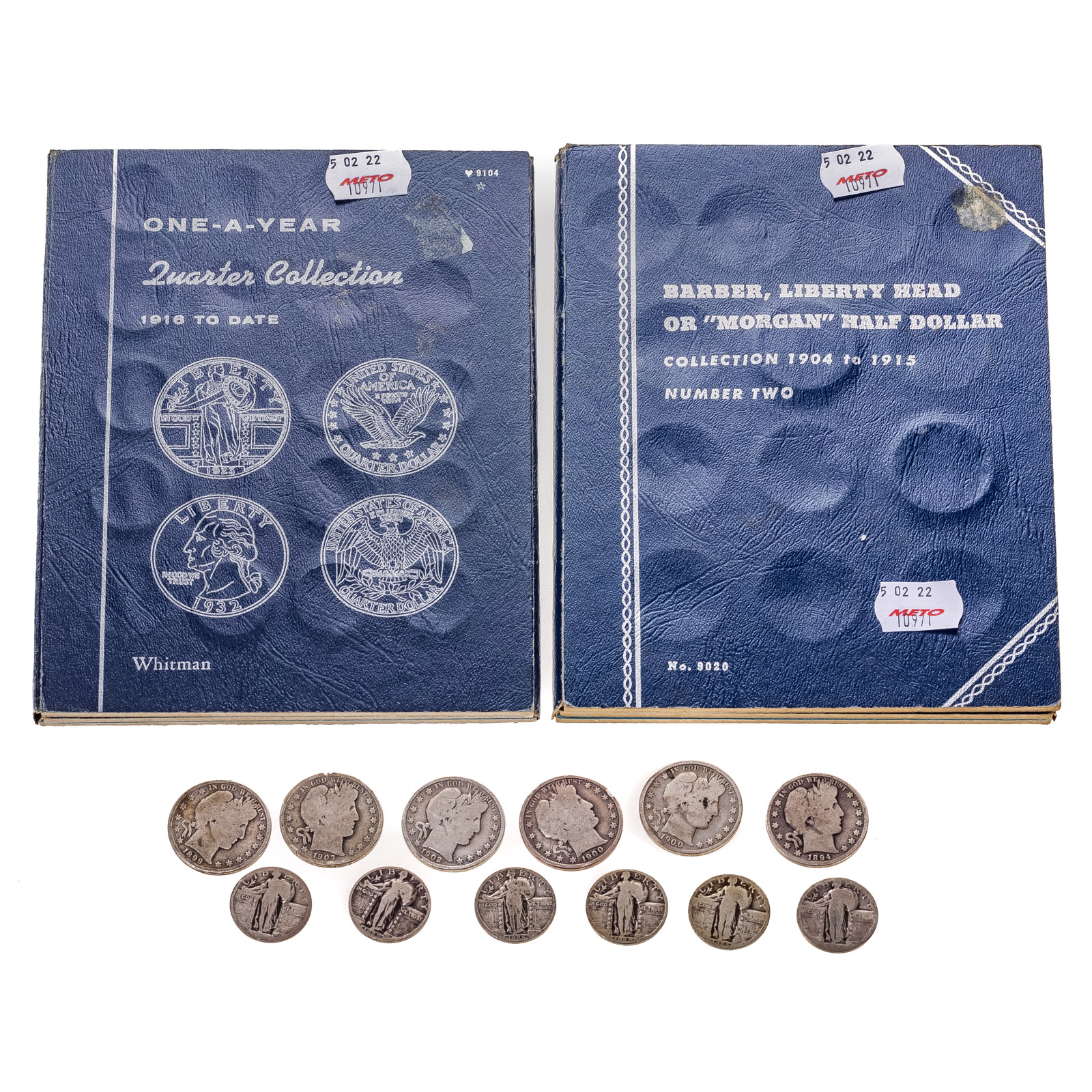 16 BARBER HALVES, 39 SILVER