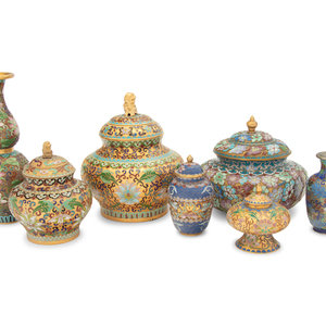 16 Chinese Cloisonné Enamel Vessels