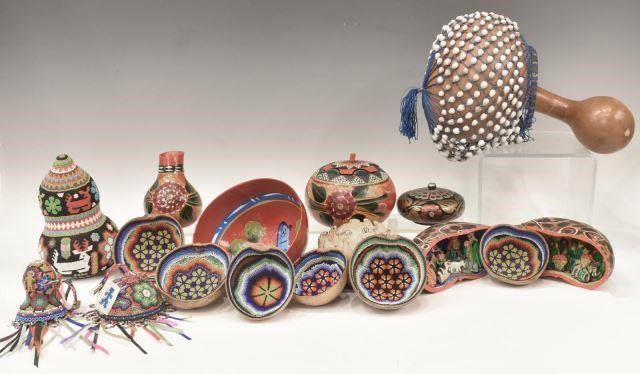 (16) COLLECTION OF GOURDS & TRINKET