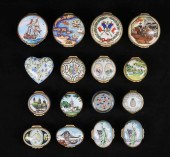 16 ENAMEL & PORCELAIN BOXES IN