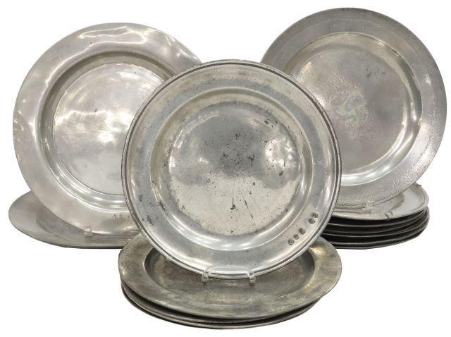 (16) ENGLISH PEWTER CHARGERS, 18TH/