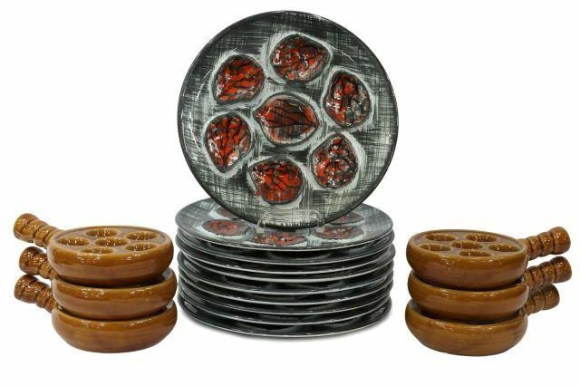 (16) FRENCH MBFA OYSTER PLATES &