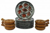 (16) FRENCH MBFA OYSTER PLATES
