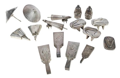 16 JAPANESE SILVER SALT AND